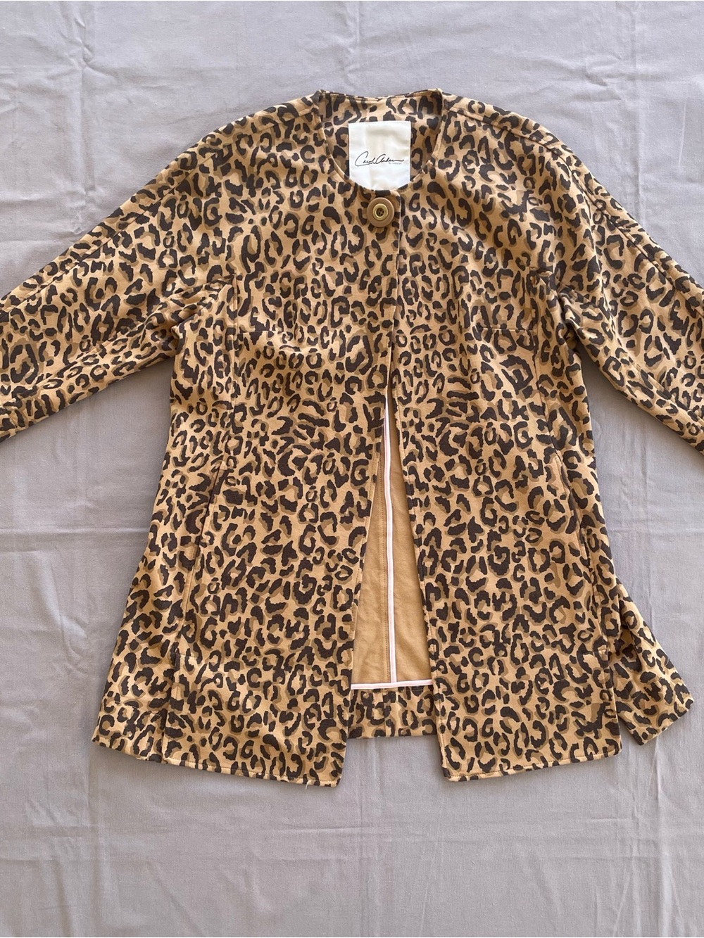 Carol Anderson By Invitation Coat Womens Sz M Cheetah Leopard Jacket One Button